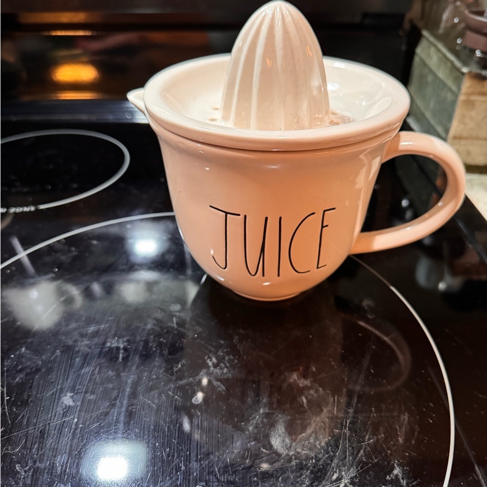 Rae Dunn Cream Ceramic Juicer with 'JUICE' Text